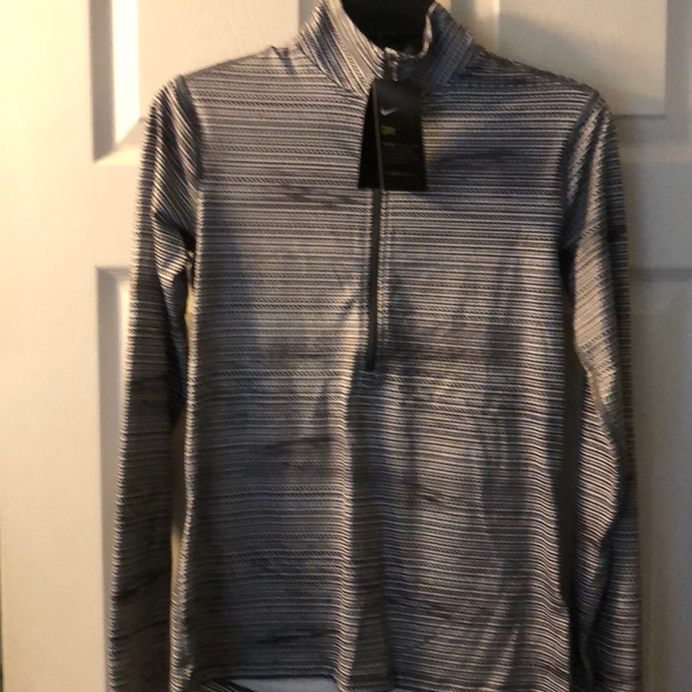 NIKE Charcoal, Blk/White 1/2 Zip Athletic Top